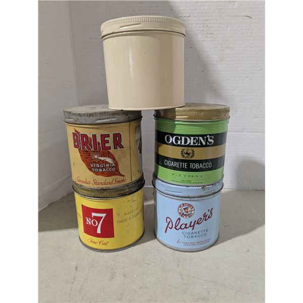 5 vintage tobacco tins