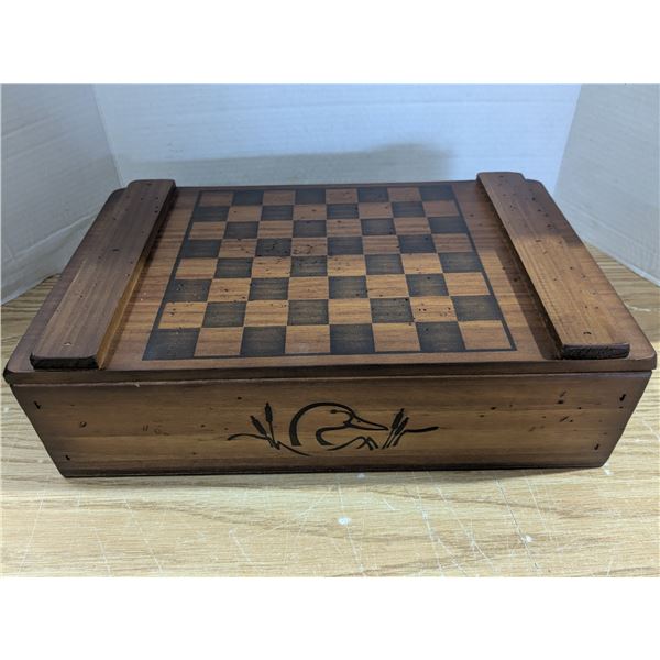 Ducks Unlimited wooden chess/checker board box