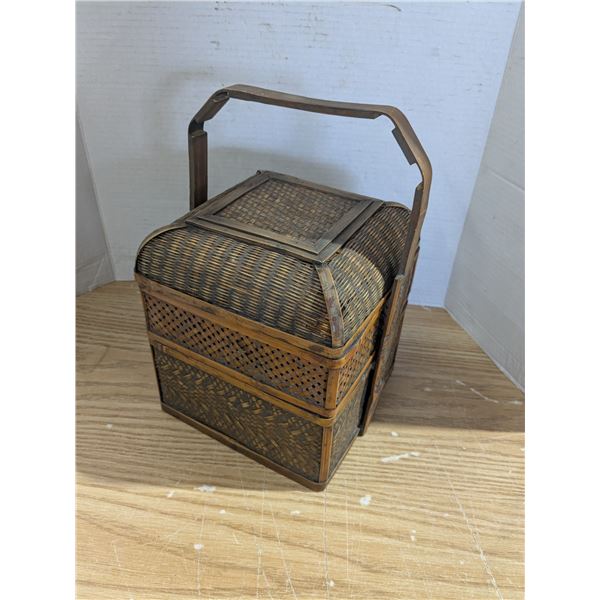2 level wicker picnic basket