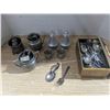 Image 1 : Pewter mini dishes with silver/plated spoons
