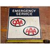 Image 1 : Vintage double-sided metal CAA/AAA Emergency Service sign featuring both the Canadian Automobile Ass