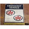 Image 2 : Vintage double-sided metal CAA/AAA Emergency Service sign featuring both the Canadian Automobile Ass