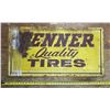 Image 1 : Penner Quality Tires" rectangular metal/tin advertising sign featuring yellow and maroon graphics wi