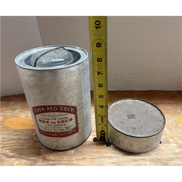 Vintage Ther-Mo-Pack container by Lockwood Products of Chicago is a mid-20th-century insulated metal