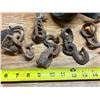 Image 3 : Vintage and antique farm implement hardware, including hand-forged iron harness parts, single-tree/d