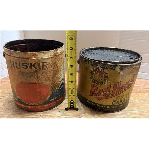 Vintage grease/oil pail from the Husky Oil Company Tin and