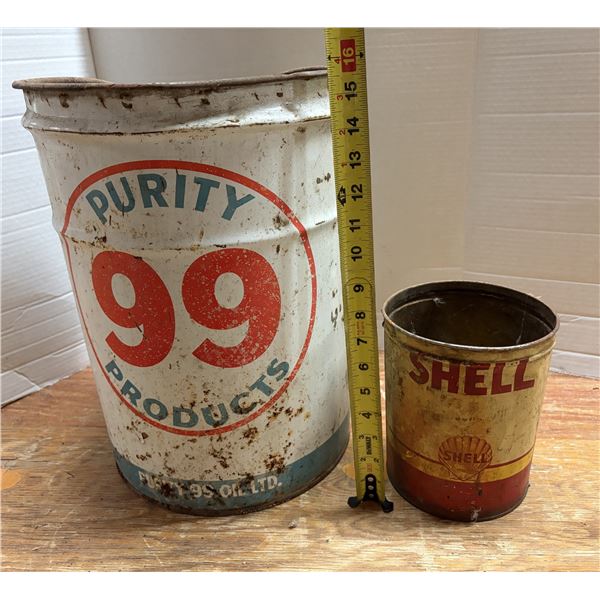 Vintage Purity 99 Products metal grease pail or bucket and 1-pound or small-format metal grease tin 