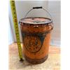 Image 1 : Vintage 5-gallon orange metal Co-Op oil or lubricant pail.