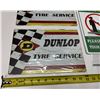 Image 2 : (2) Dunlop Tyre Service Tin Signs and (2) Clean UP After Your Dog Double-Sided H-Stake Metal Stakes 