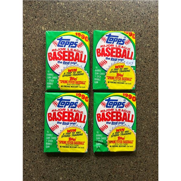 1990 Topps Baseball Wax Packs (4 Unopened Packs)
