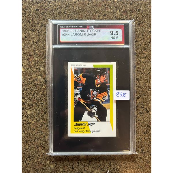 Jaromir Jagr - 1991-92 Panini Sticker - Graded Near Gem Mint