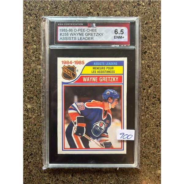 1985-86 Wayne Gretzky Assists Leader Hockey Card - Graded Excellent / Near Mint+