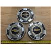 Image 1 : Set of three vintage 1973–1987 Chevrolet 1/2-ton truck "dog dish" (or poverty) hubcaps, mea