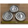 Image 2 : Set of three vintage 1973–1987 Chevrolet 1/2-ton truck "dog dish" (or poverty) hubcaps, mea
