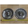 Image 1 : Pair of Vintage, polished chrome Citroën DS hubcaps featuring a classic convex center dome.