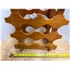 Image 2 : Vintage mid-century modern wooden stackable wine rack features a honey-toned finish and interlocking