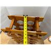 Image 3 : Vintage mid-century modern wooden stackable wine rack features a honey-toned finish and interlocking