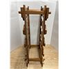 Image 4 : Vintage mid-century modern wooden stackable wine rack features a honey-toned finish and interlocking