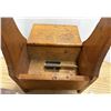 Image 4 : Antique wooden shoe shine box and Antique cast iron cobbler's shoe anvil and last mounted on a woode