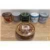 Image 1 : Vintage Canadian tobacco and cigarette tins alongside a decorative English Toffee tin.