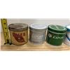 Image 2 : Vintage Canadian tobacco and cigarette tins alongside a decorative English Toffee tin.