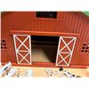 Image 6 : New Ray Country Life Extra Large Barn/Ranch Set featuring a red plastic barn with a green roof, whit