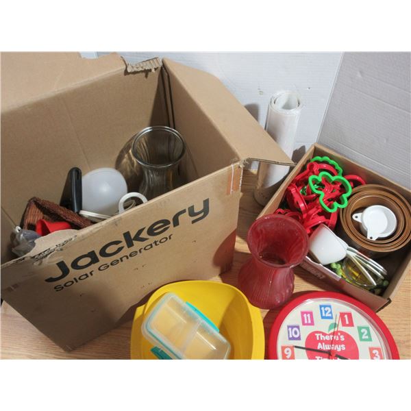Lot of Tubberware, Cookie Cutters, Measuring Cups, Etc
