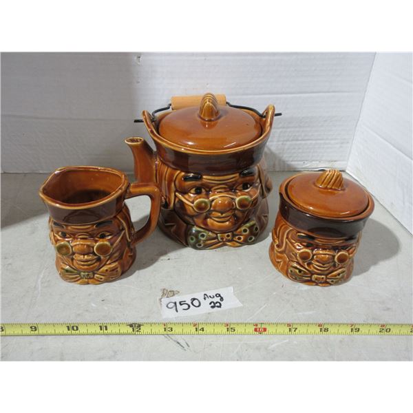 Vintage brown ceramic tea set (made in Japan)