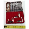 Image 1 : Vintage Schrade Old Timer limited edition 3-piece folding pocket knife set featuring sawcut handles 