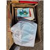Image 4 : Pallet of misc items- dishes, bag holder, tin, lach hook design patterns