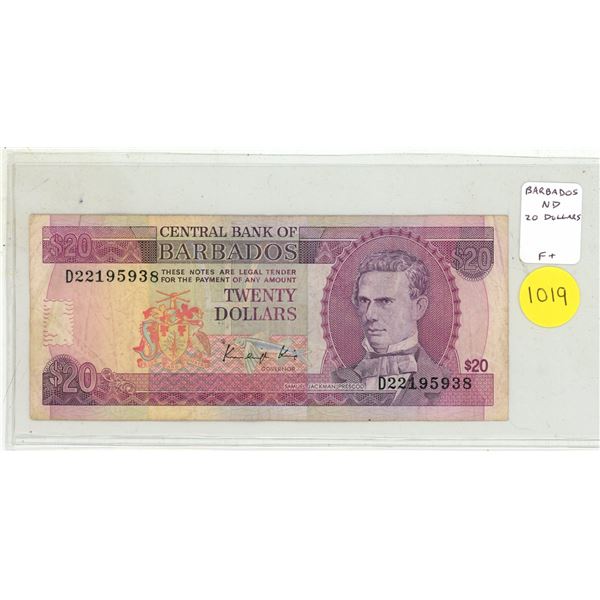 Barbados. ND $20. Fine+.