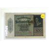 Image 1 : Germany – Weimar Republic. 1922 500 Mark Reichsbanknote. Fine.