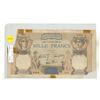 Image 1 : France. 1939 1000 Francs. VG with pieces missing and tape.