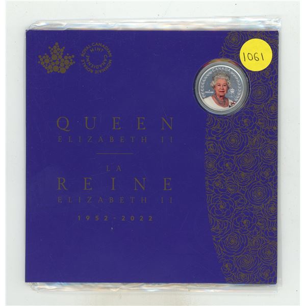 1952 – 2022 60th Anniversary of Queen Elizabeth on the throne $5. Colourized. .9999 pure Si