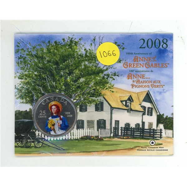 2008 Anne of Green Gables Colourized 25 Cents. Specimen strike. Housed in its original unopened Roya