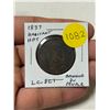 Image 1 : 1837 Lower Canada Habitant Pre-Confederation Half Penny Token. Banque du Peuple on ribbon. LC-8C1. V
