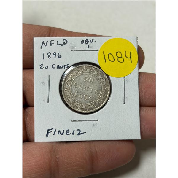 Newfoundland 1896 Silver 20 Cents. Fine-12.