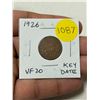 Image 1 : 1926 Canadian Small Cent. VF20. Key Date.