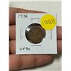 Image 1 : 1936 Canadian Small Cent. Last issue of King George V. VF30.