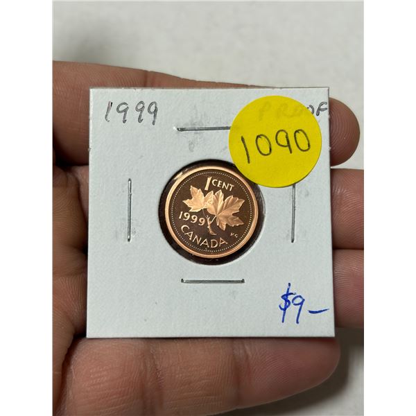 1999 Canadian Small Cent. Proof with Ultra Heavy Cameo. Red.