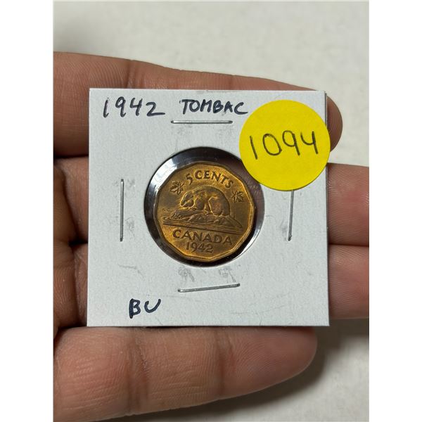 1942 Tombac 5 Cents. The first Tombac 5 Cents. BU.