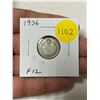 Image 1 : 1936 Canadian Silver 10 Cents. The last issue of George V. F12.