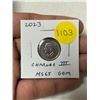 Image 1 : 2023 King Charles III Canadian 10 Cents. First issue of the new king. MS65 Gem Uncirculated.