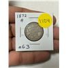 Image 1 : 1872H Canadian Victorian Silver 25 Cents. Heaton Mint. aG3 with readable date.