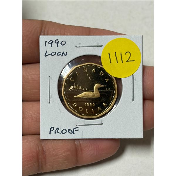 1990 Loonie Dollar. Proof-67 with Ultra Heavy Cameo.