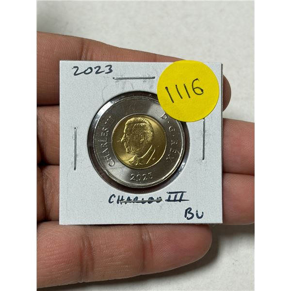 2023 Charles III Canadian $2 Toonie. First issue of the new king. BU.