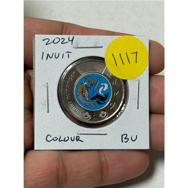 2024 Inuit $2 Toonie. Colourized. BU.