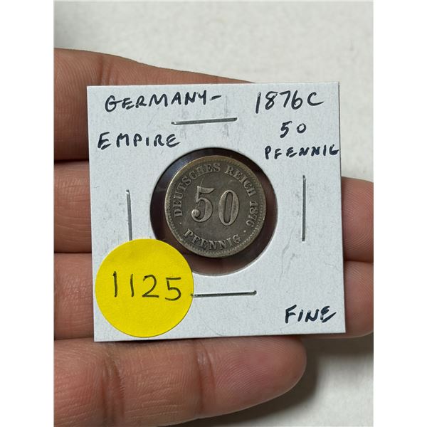 Germany – Empire. 1876C 50 Pfennig. Frankfort Mint. Fine.