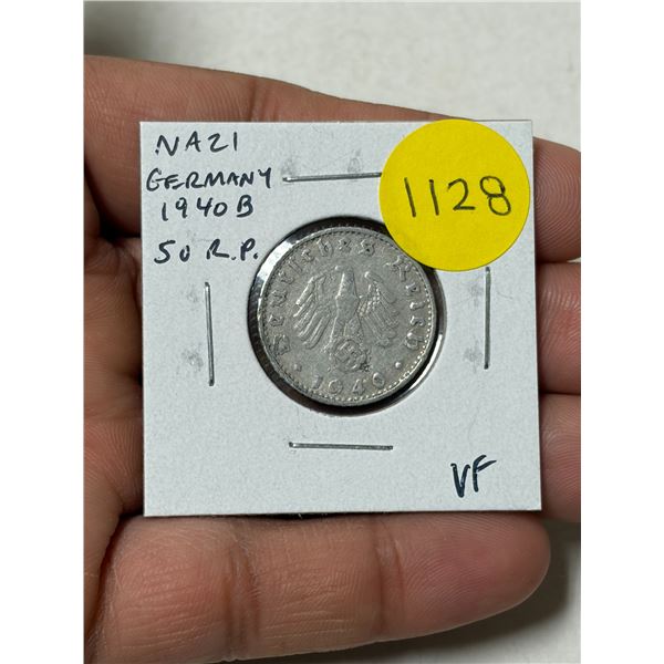 Germany – Nazi Third Reich. 1940B 50 Reichspfennig. Hannover Mint. Eagle and Swastika. VF.