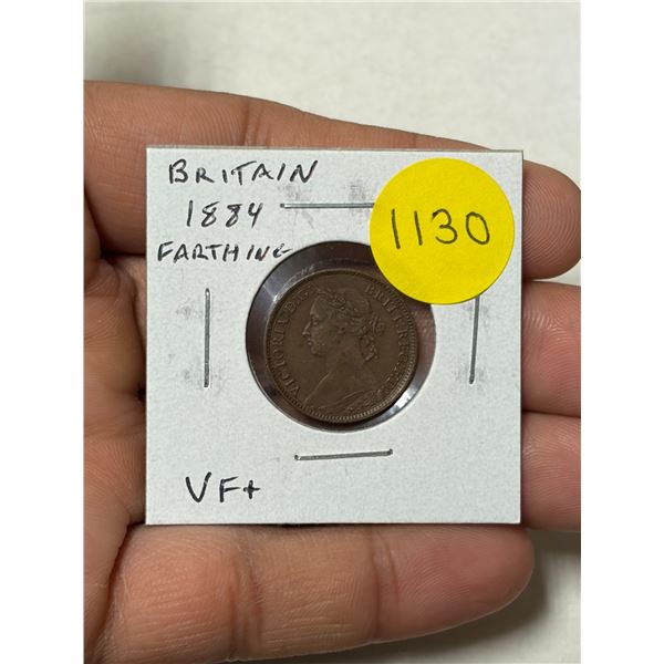 Great Britain. 1884 Farthing. Victoria with young head. VF+.